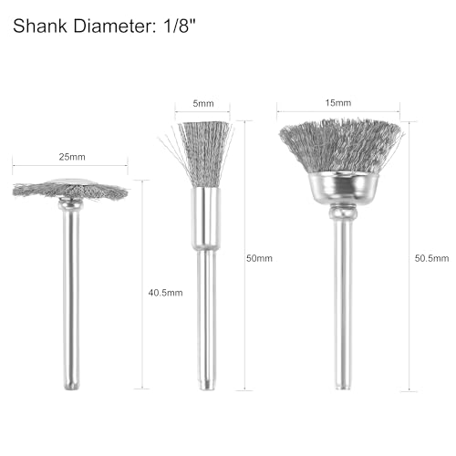 Image of uxcell Wire Brushes Wheels Stainless Steel Pen-Shape Bowl-Shape T-Shape Kit Accessories for Rotary Tools 9pcs