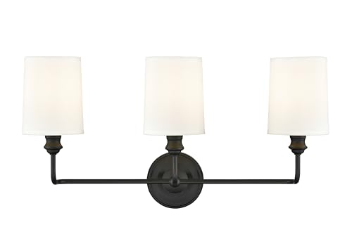 ML Lighting | Leena Collection | 99803-MB | Indoor 3 Light Vanity in Matte Black with White Fabric Shade | Elegant and Versatile Design for Any Bathroom by ML Lighting - Used condition - US$15.86