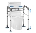 Delog Toilet Safety Rails 350 lb FSA/HSA Eligible Height-Adjustable Toilet Frame Width-Adjustable Toilet Handles Foldable Toilet Rail Provides Support for Seniors