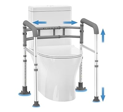 Delog Toilet Safety Rails 350 lb FSA/HSA Eligible Height-Adjustable Toilet Frame Width-Adjustable Toilet Handles Foldable Toilet Rail Provides Support for Seniors
