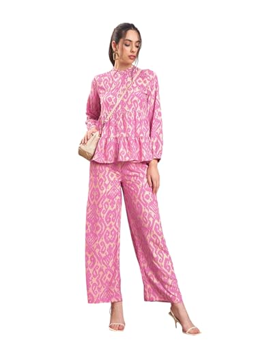 Image of Sassafras Women Set of Peplum Shirt with Palazzo Pants