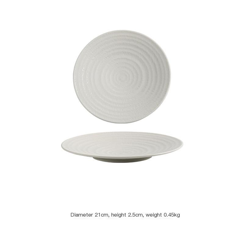 Bandeja de Cena Plato de cena de cerámica de estilo europeo Plato de cena occidental con rosca de cerámica Plato de carne en relieve Plato plano creativo Plato de cena casero Plato de Cena(S)