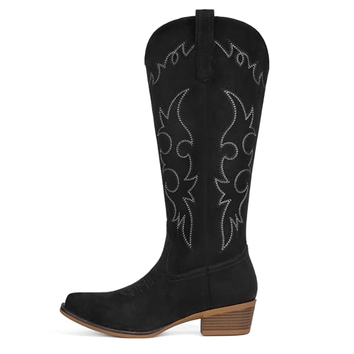 Image of Suede Cowboy Boots for Women Knee High Western Cowgirl Boots