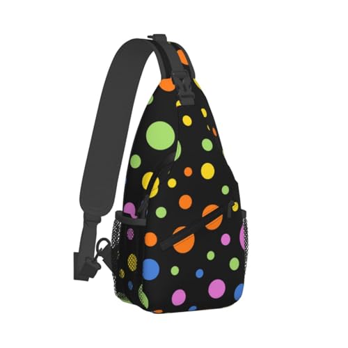 Cute Polka Dots Crossbody Sling Backpack Sling Bag Travel Hiking White Black Dots Chest Bag Daypack for Women Men2