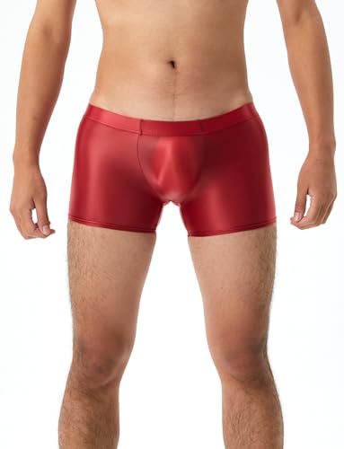 SEAUR Men's Silky Glossy Underwear Low Rise See Through Boxer Briefs Shiny Translucent Trunks Underpants Sexy Smooth Panties3