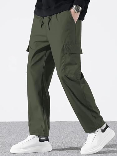 Image of Cargo Pants for Men | Cotton Cargo Trousers|Cargo for Men |Cotton Cargo Pant |Drawstring Waist Pant Multi Pocket Utility Wear