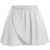 SUZALA Yoga Skirt, Wrap Dance Skirt for Ballet Gym, Women's Cover Up Skirts with High Elasticity White