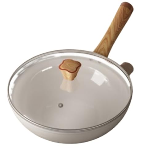 Vzqr 片手鍋 ソースパン 28cm ガラス蓋付き セラミックコーティング ノンスティック アルミニウム ミルクパン 多用途 炒め・煮込み・温め 家庭用 一人暮らし 新生活 ホワイト (30cm,ホワイト)