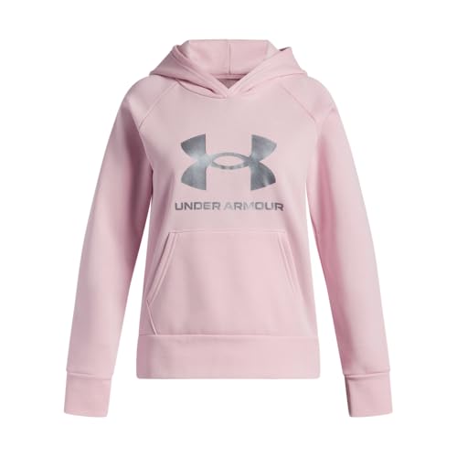 Under Armour Girls' Rival Fleece Shimmer Hoodie, (647) Prime Pink / / Iridescent, X-Large