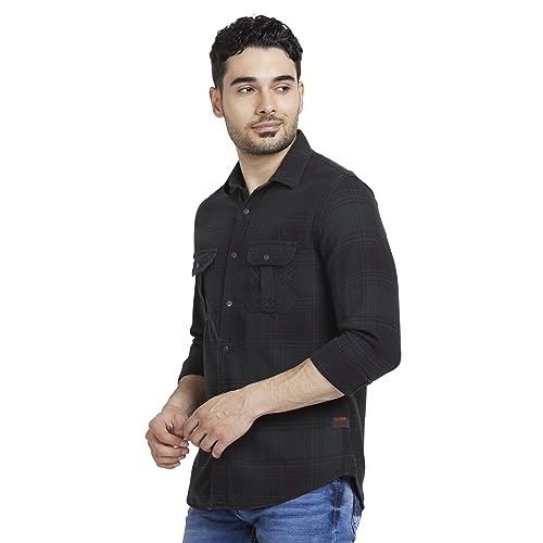 Image of Spykar Men's Regular Fit N /A Full Sleeve Checked Casual Shirts