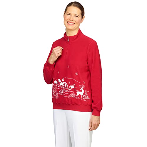 Alfred Dunner Women's Scenic Village Pullover, Red, L #TOP3