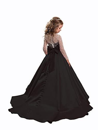 Christmas Flower Girl Dress Floor Length Button Draped Tulle Ball Gowns for Kids2