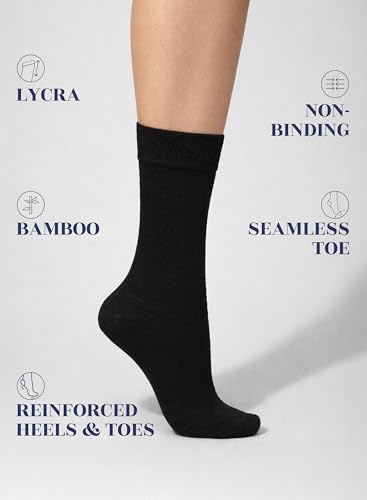 Image of Hugh Ugoli Women's Thin Soft Rayon Derived from Bamboo Crew Socks for Dress, Trouser, Seamless Toe & Non-Binding, 5-8 /9-11