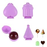Penitue 4pz Stampo Cake Pop Set, Cuore Rotondo Sfera Cupcake Forma Stampa Utensili Riutilizzabile Plastica Torta Lollipop Taglierina e Spingitore per DIY Casa Cottura Dolci (Viola)