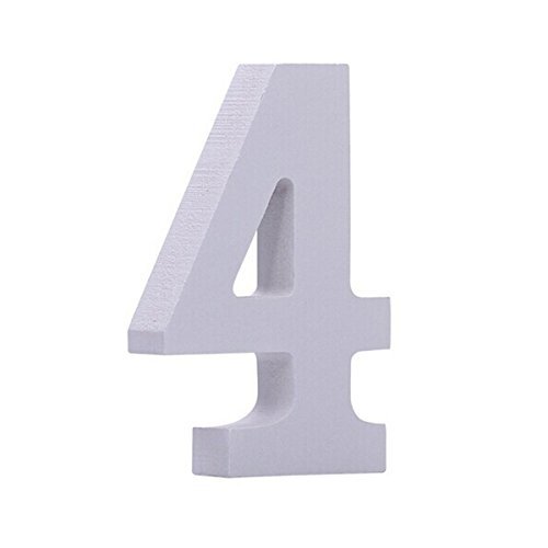 Takestop® Numeri Numero 4 in Legno Bianco H 11 CM