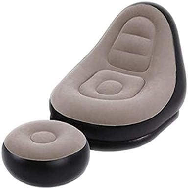 Inflatable Lounge Chair with Ottoman Set & Free Electric Air Pump | Portable Flocked Lazy Sofa Recliner & Footstool for Indoor, Camping, Dorm Room | Quick Inflation Air Couch 2