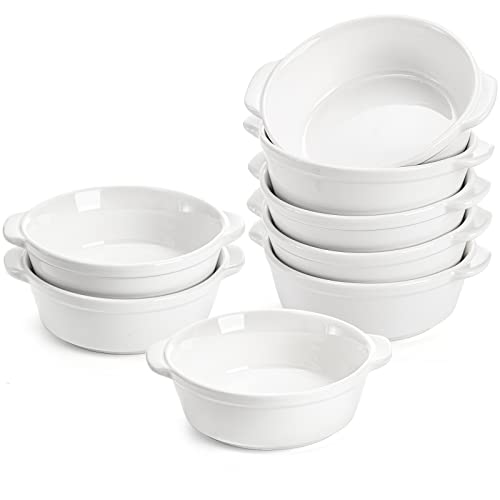 Foraineam 8 Pack 10 Ounce Porcelain Souffle Dishes with Double Handles Round Ramekins Bakeware Set for Pudding, Creme Brulee, Souffle by Foraineam - Used condition - Image 8