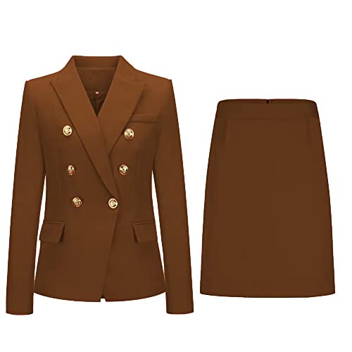 Women's 2 Piece Skirt Suit Set Business Office Lady Suits Blazer and Skirt for Work