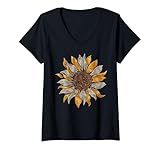 Photo Gallery donna arte girasole vintage boho wildflower flower flower maglietta con collo a v Photo Gallery donna arte girasole vintage boho wildflower flower flower maglietta con collo a v