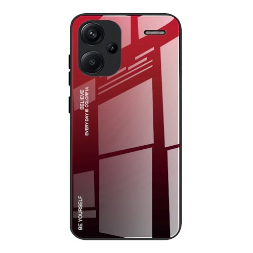 DEDUX Hülle für Xiaomi Redmi Note 13 Pro Plus 5G / Redmi Note 13 Pro+ 5G Handyhülle Hülle Farbverlauf Glas und TPU Schutzhülle Case Cover (Rot/Schwarz)
