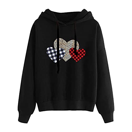 RKaixuni Sweat à capuche pour femme, hiver, automne, adolescentes, filles, pull à manches longues, chemise graphique légère pour l'automne, Noir , S Cover