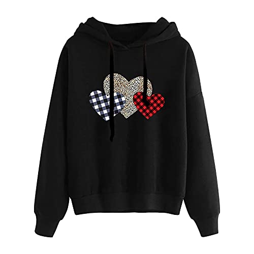 Hoodies for Women Pullover Graphic Funny Vintage Heart Print Long Sleeve Pullover Loose Fit Comfy Crewneck Sweatshirts