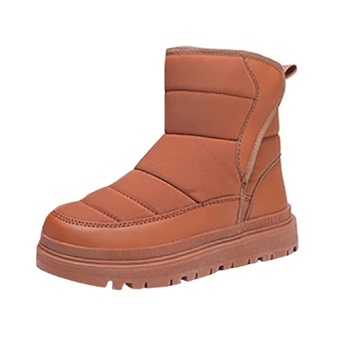 Botas de nieve para niñas y niños, cálidas, suaves, con forro polar, antideslizantes, para interiores y exteriores, café, 33 EU