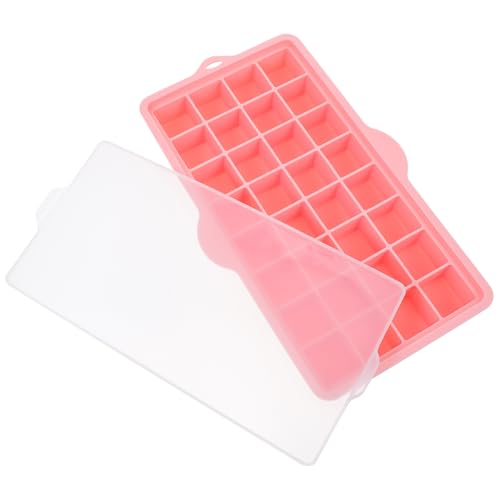 Frcolor 蓋付きシリコン製製氷皿 個 蓋とトング付きアイスバケツ 台所 ice cube tray ice maker machine アイスモールド 冷凍庫用製氷皿 シリカゲル ピンク