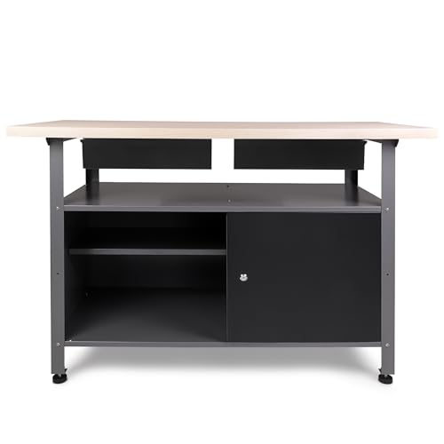 Ondis24 Werkbank Fritz - Höhenverstellbare Füße, 2 Schubladen, Metall Anthrazit, 120x60x85(H) cm, 25mm Dicke Melamin-Arbeitsplatte, Abschließbare Tür, Belastbar Bis 250kg (Melamin, 120cm) Ondis24 Werkbank Fritz - Höhenverstellbare Füße, 2 Schubladen, Metall Anthrazit, 120x60x85(H) cm, 25mm Dicke Melamin-Arbeitsplatte, Abschließbare Tür, Belastbar Bis 250kg (Melamin, 120cm)