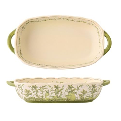 Platos para hornear lasaña individual molde rectangular de cerámica floral 10" 2
