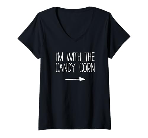 Mujer disfraz de camiseta de maíz con texto en inglés i'm with the candy camiseta cuello v