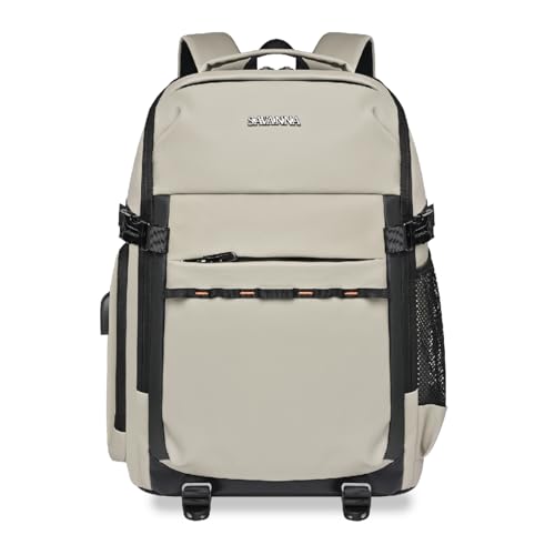 Heyoo Mochila À Prova d'Água - Masculina Feminina, Grande Capacidade para Notebook, Ideal para Escola, Academia, Trabalho e Viagens Curtas (Cinza Claro)