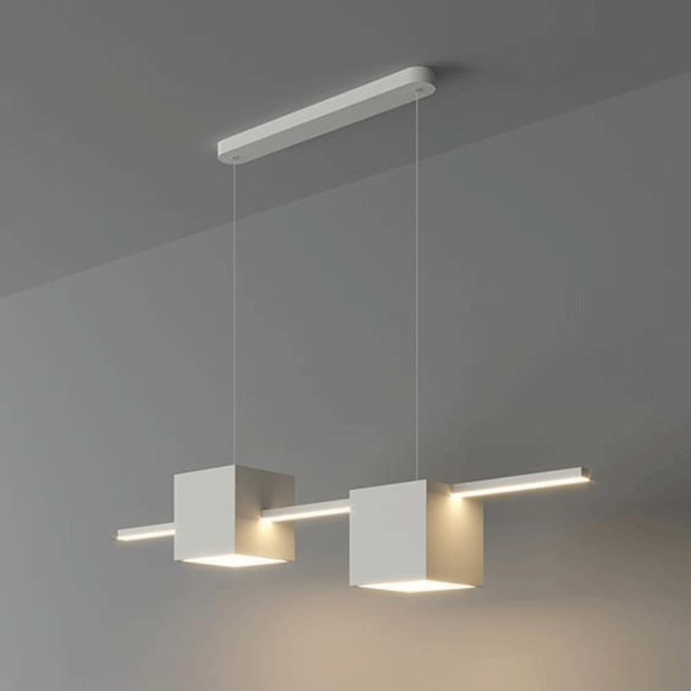 Lampes suspendues en métal blanc avec éclairage LED linéaire intégré