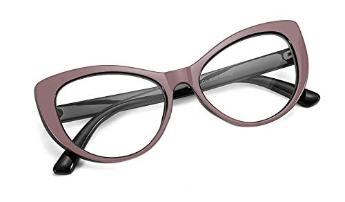 FEISEDY Womens Cateye Glasses Frame Printed Eyewear Non-prescription Eyeglasses B2441 (Pink, 52)