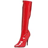 Absatz: 12,7 cm Pleaser Damen SEDUCE-2000 Kurzschaft Stiefel, Rot (Rot (Red STR Pat), 44 EU