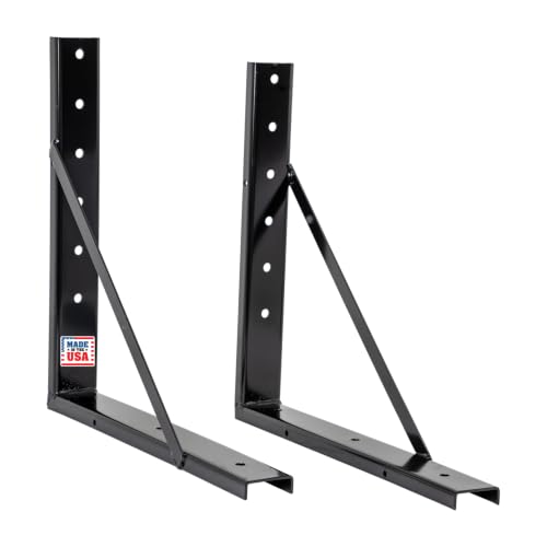 Image of Buyers Products 1701016 Formed Welded Black Steel Mounting Brackets for Underbody Truck Tool Box, Set of 2, 24 inch x 24 inch, Corrosion Resistant With Universal Hole Pattern For Quick And Easy Mounting