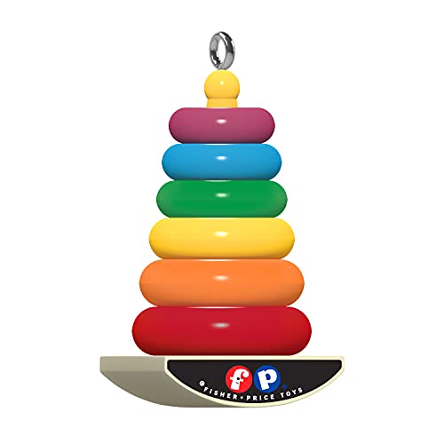Hallmark Keepsake 0.875" Miniature Christmas Ornament 2021, Fisher-Price Rock-a-Stack Toy, Mini