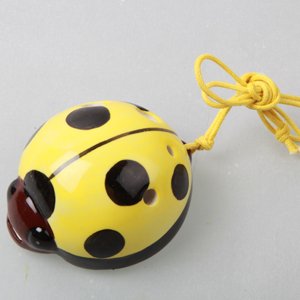 Yellow Lady Bug 4 Holes Novelty Pendant Ceramic Ocarina. Great Gift, Dexterous, Easy To Carry And Learn. Linn's Arts! #TOP1
