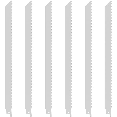 6Pcs 12Inch Stainless Steel Reciprocating Saw Blades for Meat Unpainted Meat Saw sawzall Blades Widely for Frozen Meat Bone Food Wood Pruning Beef Sheep Cured Ham Turkey