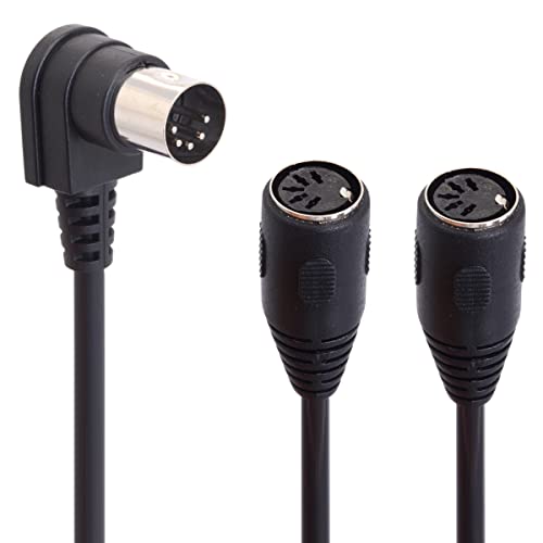 Glhong 5 Pin Din Y Splitter Midi Cable Adapter, 90 Degree Right Angle Plug Male To Dual 2 Female Extension Audio For Keyboard, Electric Piano, Synthesizer, Guitar(50 Cm) #TOP25