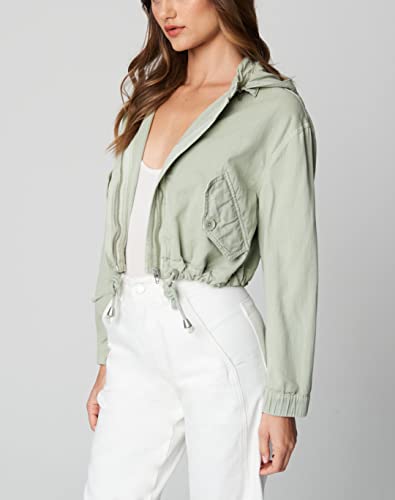 BLANKNYC Women's Twill Hooded Shirt Jacket #TOP11