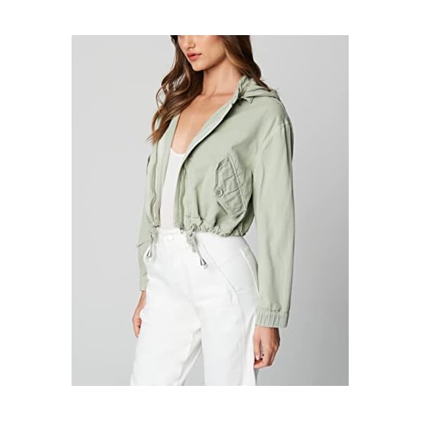 [BLANKNYC] womens Twill Hooded Shirt Jacket With Pockets and Drawstring Finish, Stylish Coat & Designer Clothing - Image 4