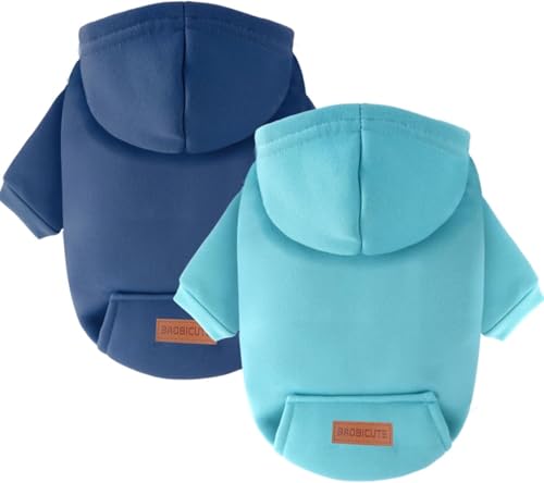 Image of 2 Pack Dog Hoodie Warm Hood Dog Sweater Cold Weather Small Dogs Sweatshirt Comfort Pet Clothes for Small Medium Dogs with Pockets Chihuahua Clothes for Male Female Girl Boy Sporty Daily Wear