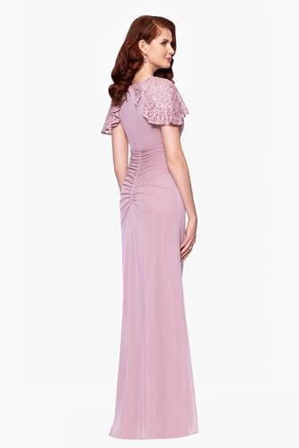 Image of Betsy & Adam Women's Betsy & Adam Women's Chiffon Halter Neck Sleeveless Print Ruffle Floor Length Dress