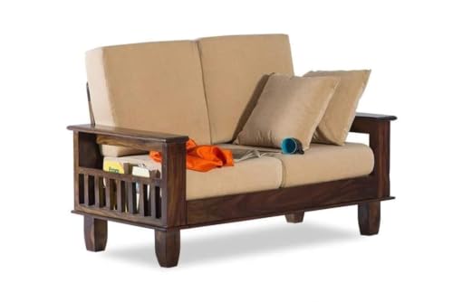 Image of Furniture Solid Sheesham 6 Seater Wooden Sofa for Living Room with Cushion|Solid Wood Six Seater 6-Person Sofa Set /Couch 3+2+1 for Bedroom,Home,Office & Lounge|Brown Finish