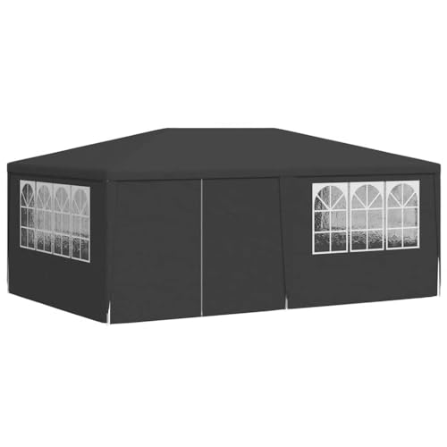 Coavain Pavillon mit Seitenwänden 4x6 m Anthrazit 90 g/m² Partyzelt UV- und Wasserbeständig Gartenpartys Einfach zu Montieren Gartenpavillon Robuster Rahmen Zelt Treffen und Partys im Freien