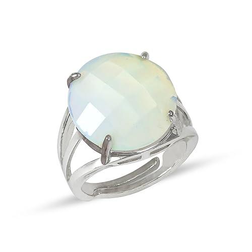 Image of Reiki Crystal Products Adjustable Rings, Round Cutting, Amethyst, Black Tourmaline, Goldstone brown, Green Jade, Lapis Lazuli, Opalite, Red Jasper, Rose Quartz, Tiger eye, Gemstone Ring