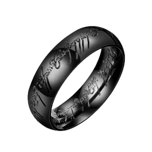 Sumpgle Sculpté en 3D Le Seigneur des Anneaux Acier titane Sculpté en 3D Acier titane plaqué or 24 carats Bague en acier inoxydable pour homme Bague en acier...