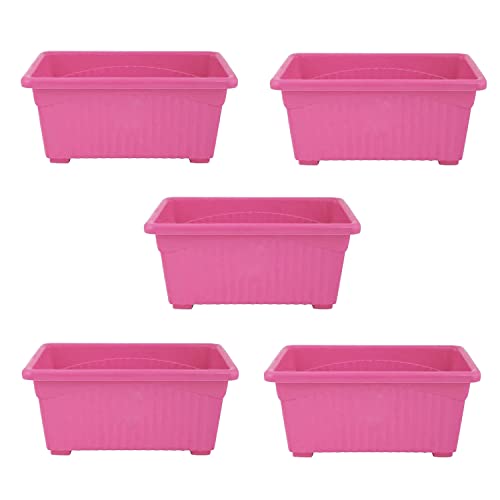 Image of Bianco Rectangular Plastic Pots for Plants, Jupiter Flower Pots for Home, Window Display, Garden (35 x 18.5 x 15 cm) (Pink) (Pack of 5)