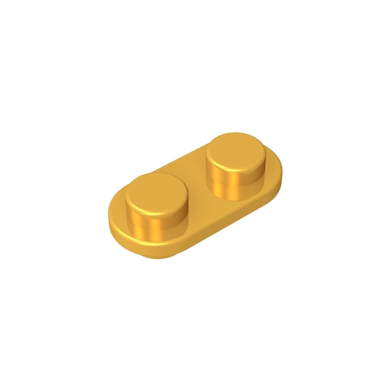 Circular Plate 1x2 Rounded Double-Sided Piece 50 Pieces GDS-90292 Compatible with Lego Building Blocks Color:Chrome Gold โ image 1